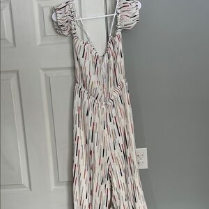 Lulu's White Jumpsuit with Colorful Stripes